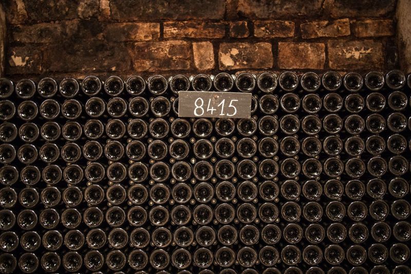 Bottle Rack in a Burgundy Cellar. Michel Arcelain