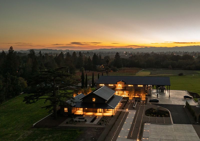 Seven Apart Winery - Night Shot Aerial