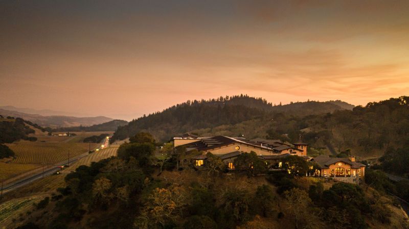 Silverado Vineyards Aerial Shot at Sunset